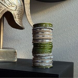 Indian Bollywood Style Green & Gold Color Bangle Bracelets